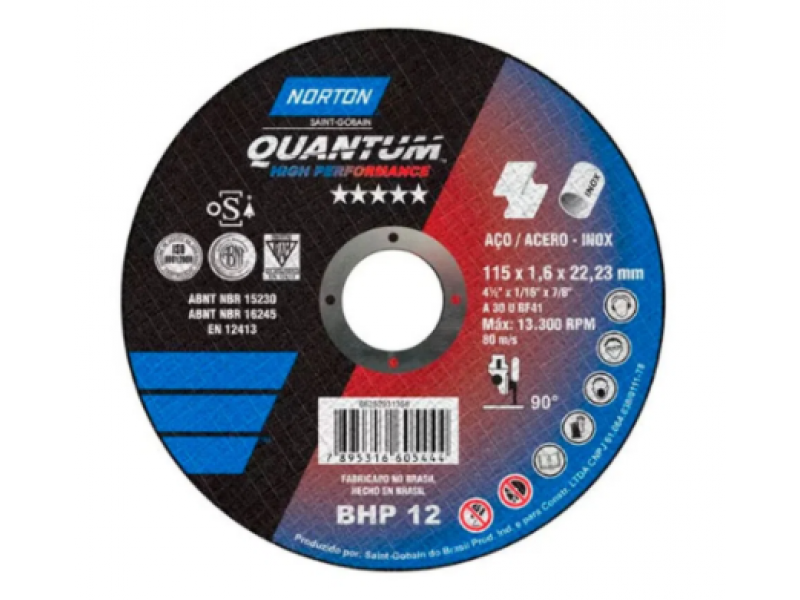 Disco de corte Quantum BHP12 115x1,6mm